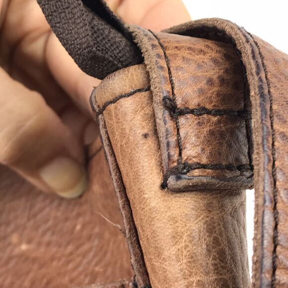 Duluth Trading Co Brown Pebbled Leather Crossbody Bag Purse Front Pockets Boho - Picture 4 of 16